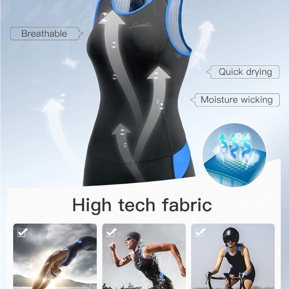 Triathlon Women’s Santic One-Piece Tri Suit Quick-Dry Running Swimming Cycling M - Picture 3 of 10